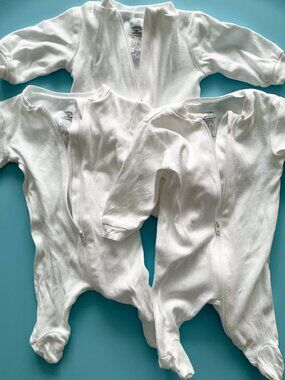 3 Pack Newborn White Cotton Sleeper